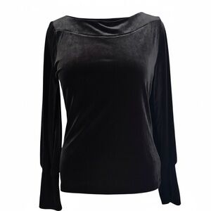 Lauren Ralph Lauren black Boat Neck Puff Sleeve Velvet Top - NWOT $120
